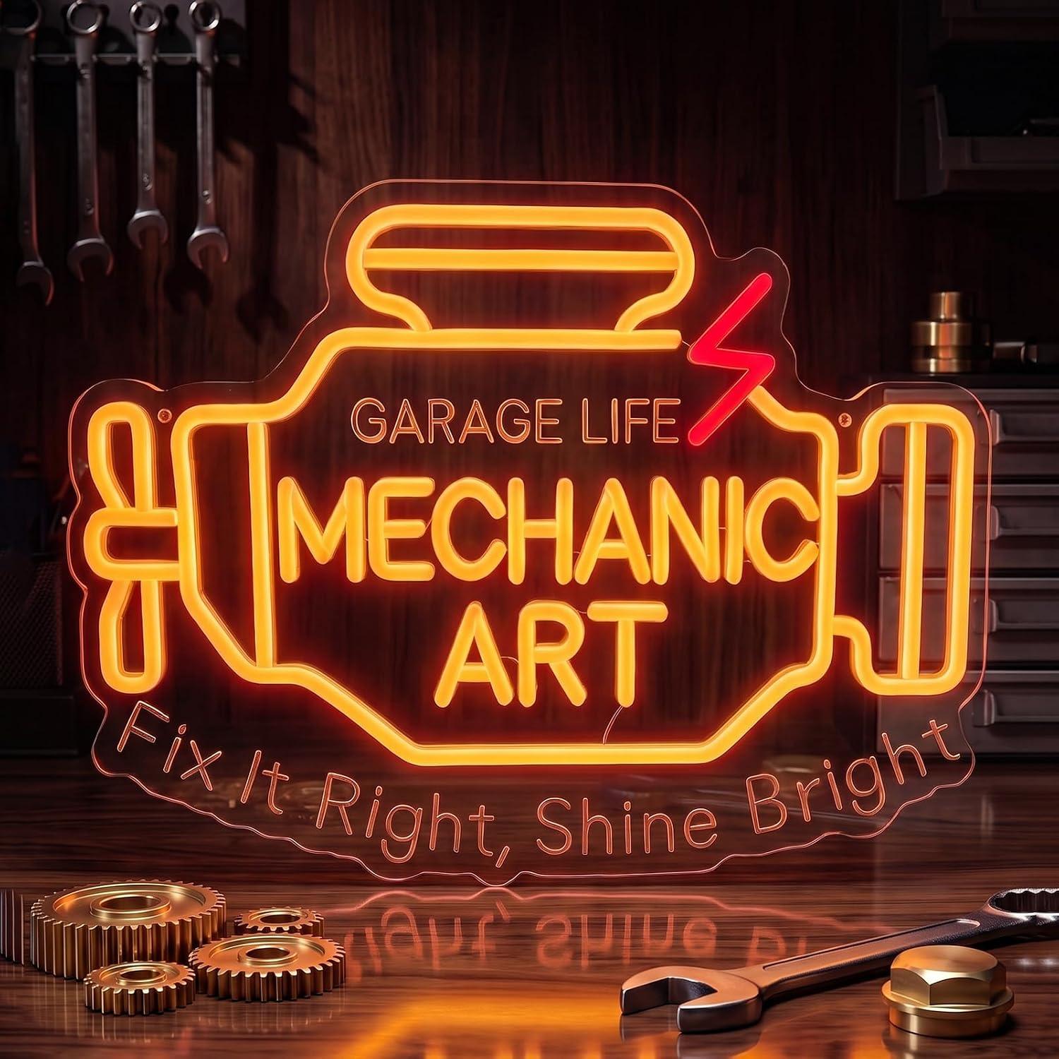 Auto Repair Shop Signs - Mechanic Art Neon Sign USB Dimmable