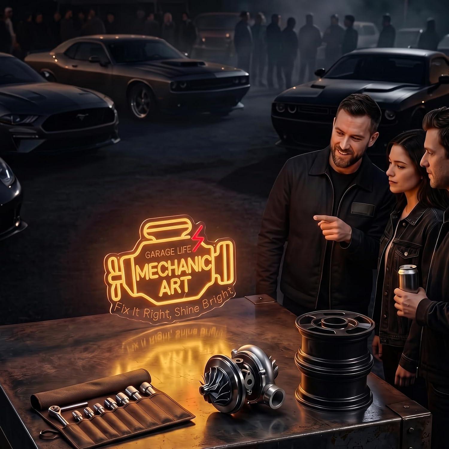 Mechanic Art Neon Sign USB Dim - Auto Repair Shop Signs ulasan dan harga