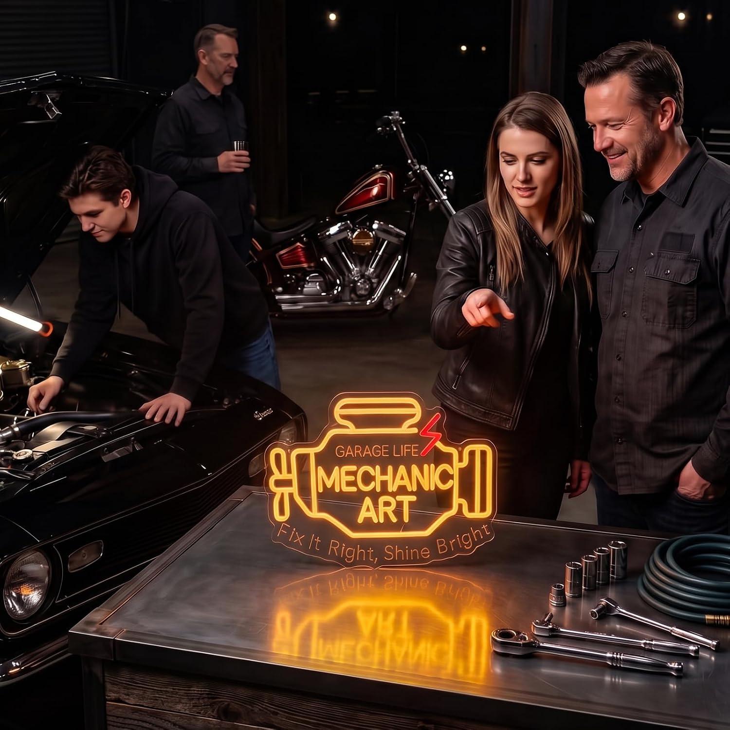 Mechanic Art Neon Sign USB Dim - Auto Repair Shop Signs ulasan dan harga