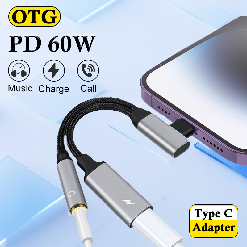 OTG 2 in 1 Elbow Usb Type C to - Transmission Jack Adapter ulasan dan harga